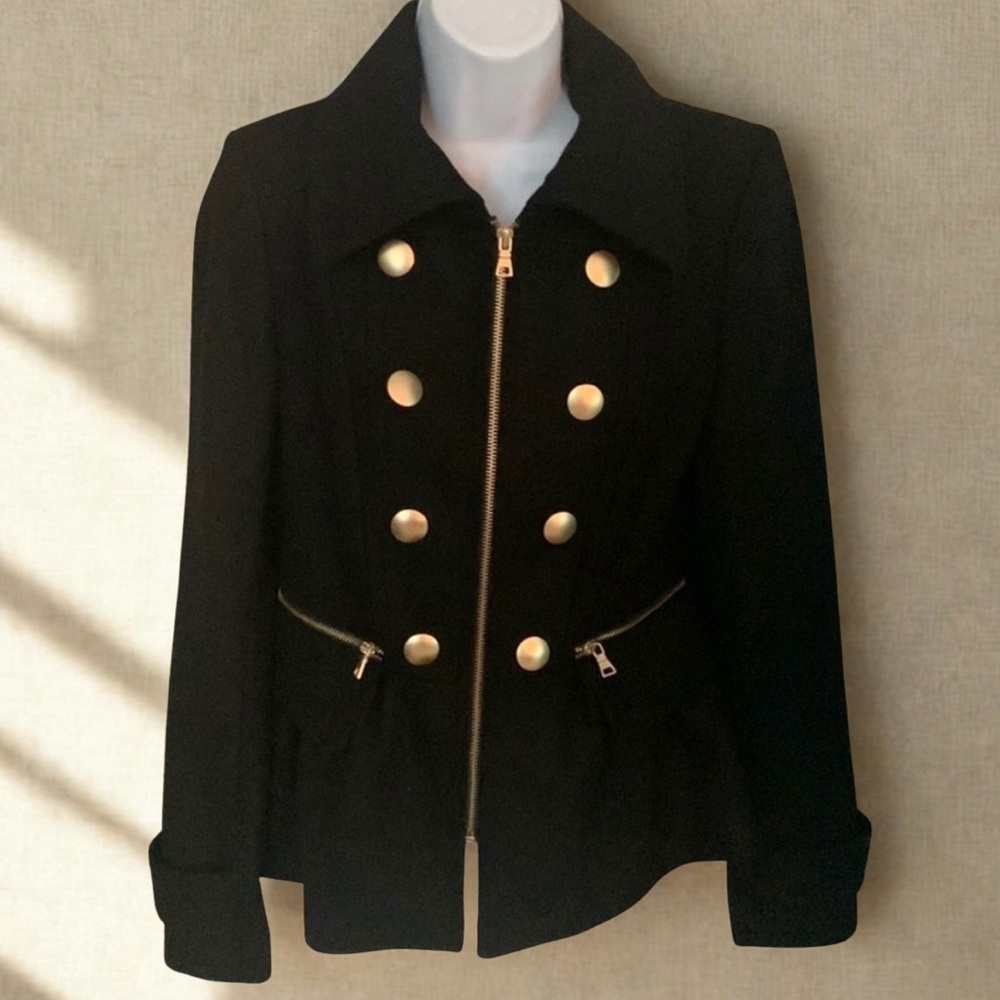 Express Black Wool Blend Military Peacoat Jacket
